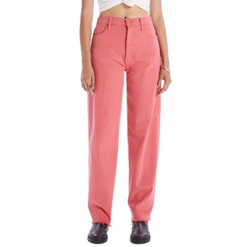 MOTHER Women's Straight Leg Jeans in Coral Pink